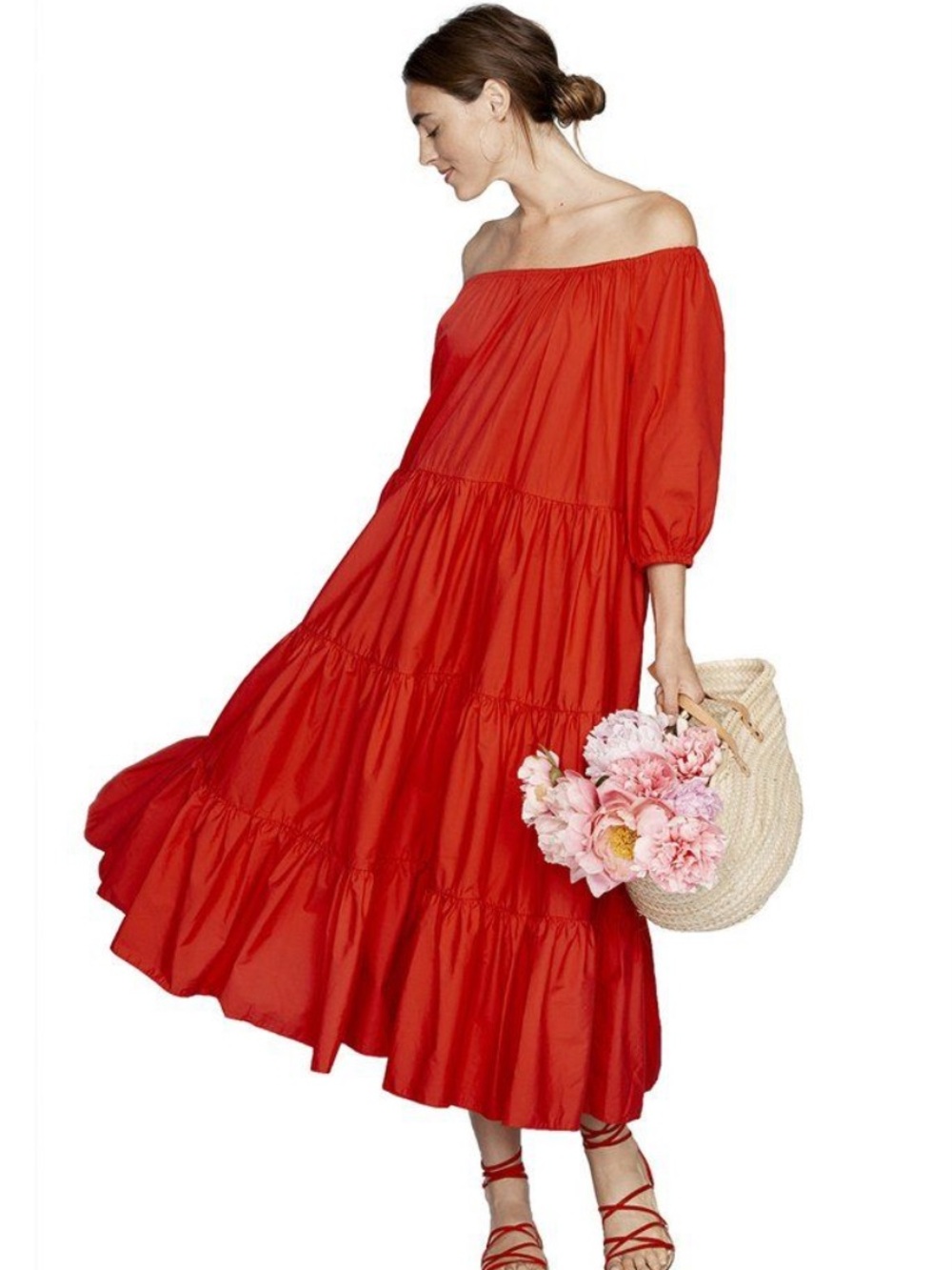 Mark D. Sikes Red Women's Maxi Dress - Classic Tiered Style